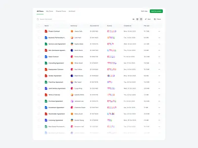 Document List app app design app designers filter graphic design list design table design table list ui ui design ui designer ux web app web design