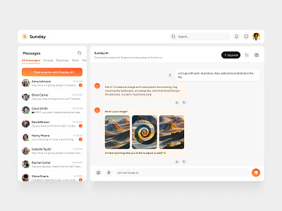 Sunday Ai - Web Chat app chat chat ai chating dashboard design graphic design ui ux web ai web app web chat web ui