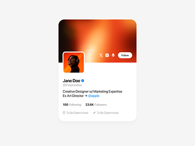 Social Media Profile Card UI - Light Mode card ui design design layout figma graphic design layout minimal design minimalism profile page profile page design social media ui ui card ui design uxui design
