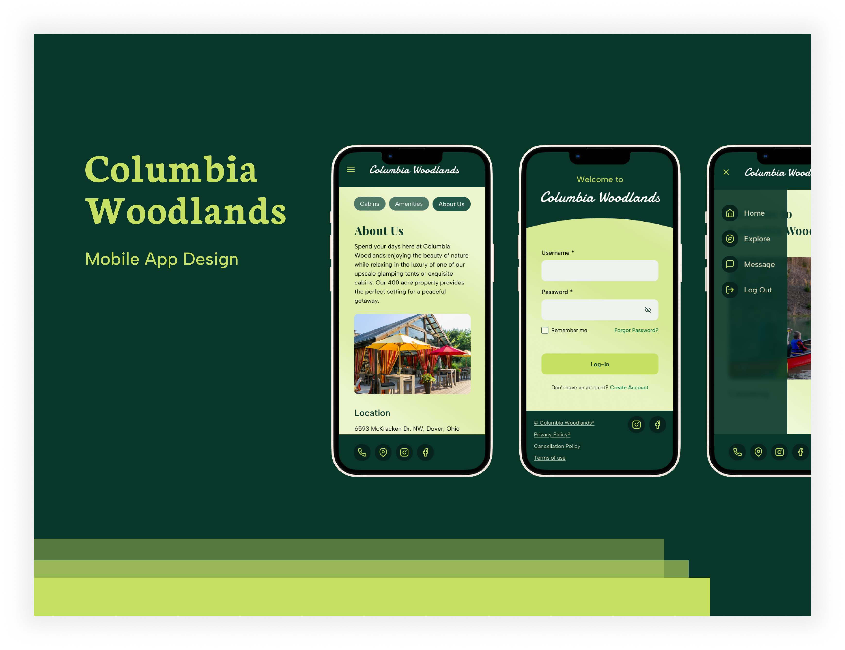 Columbia Woodlands Mobile App app branding color palette ios app mobile app typography ui user interface ux ux design