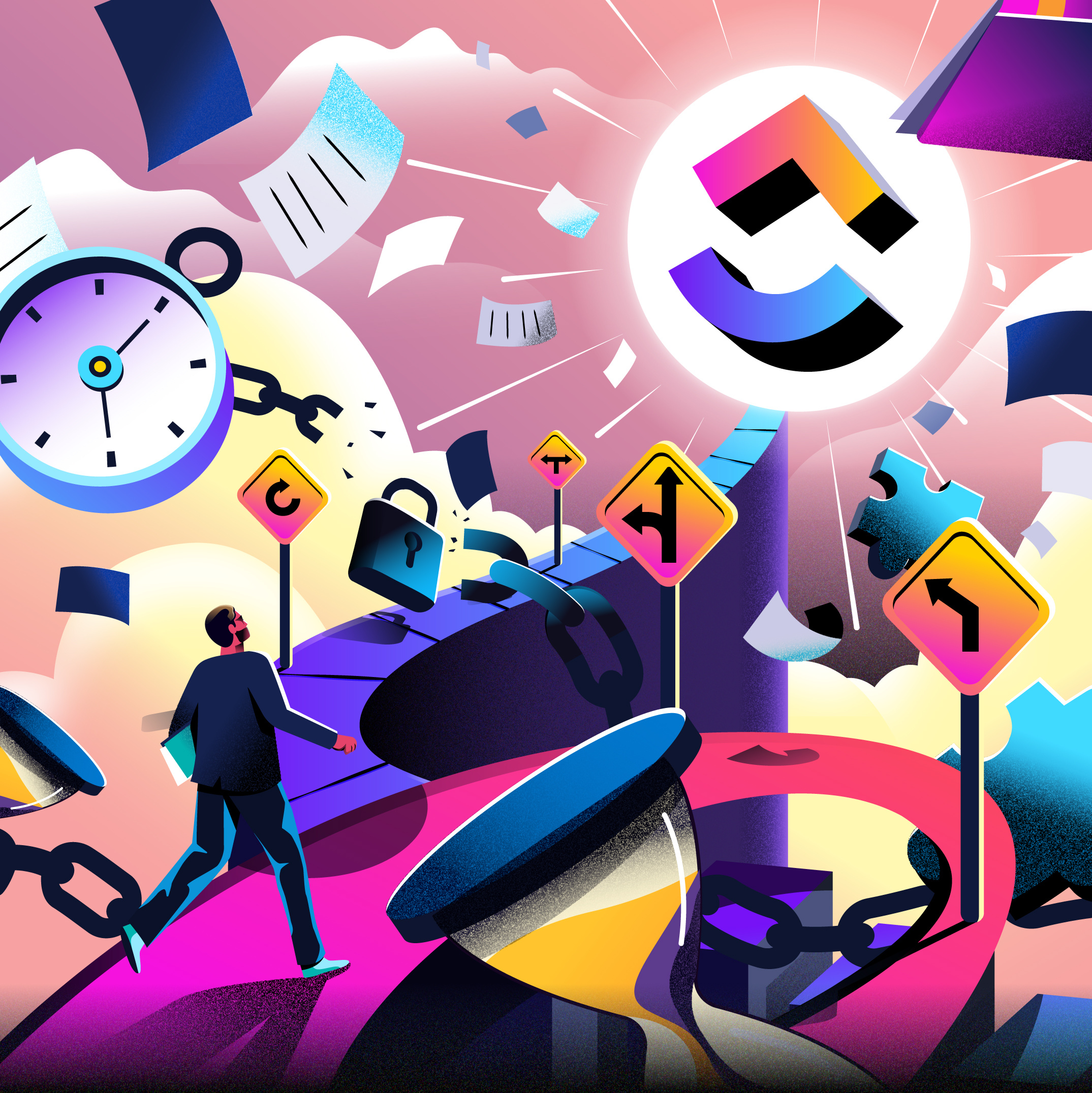 Illustration for Clickup character design design editorial flat illustrate illustration minimal vector web illustration