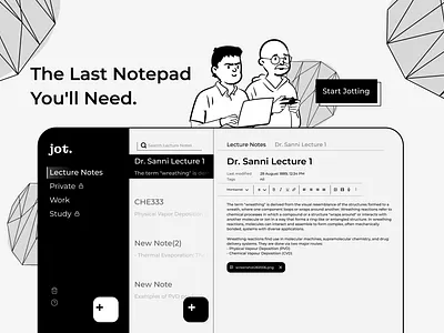jot.🖤 clean ui figma illustration minimalist mobile app note note taking note taking app notetaking product design ui ui design uiux ux website