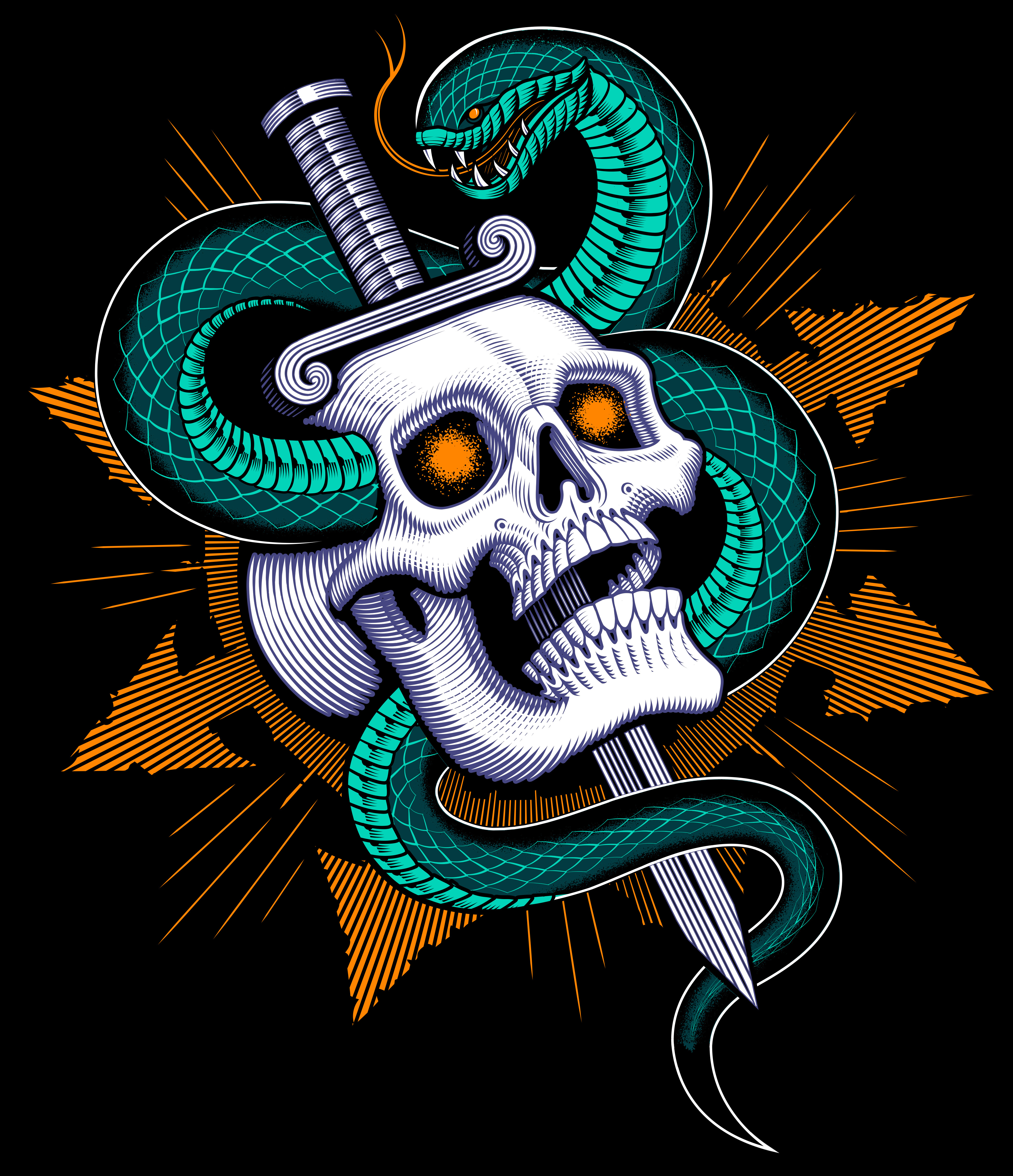 Illustration for "Art & Blood" IPA alcohol beer beverage heavy metal illustration illustrations ipa logo poster art skull snake tattoo vector vector art woodcut
