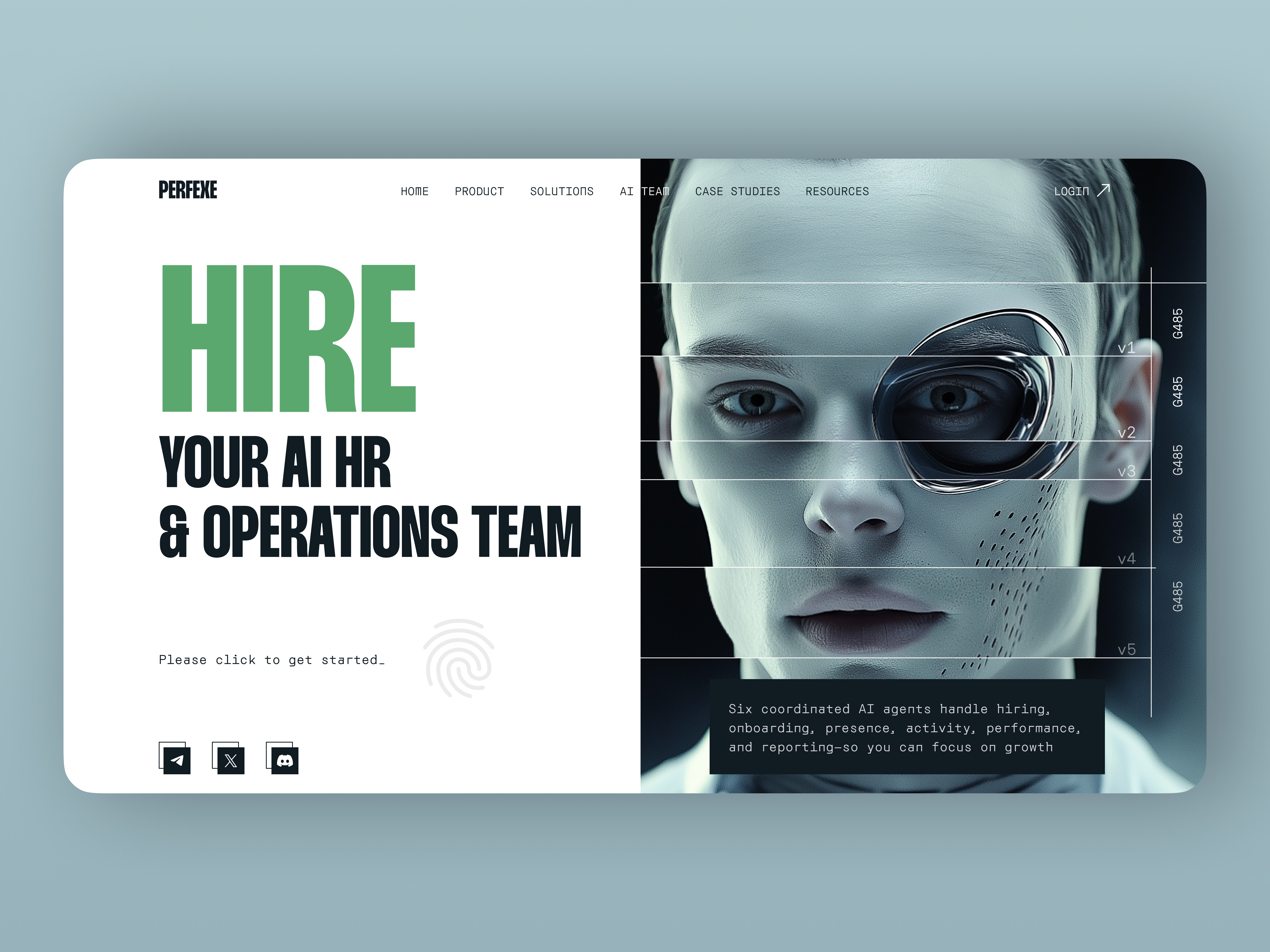 AI HR Platform — Futuristic Landing Page 3d ai ai hr best trends blockchain clean crypto cyber punk futuristic glassmorphism landing page minimal modern modern ui neon product design saas design start up ux ui web3