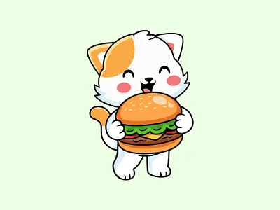 Cat Burger animal burger cartoon cartoon cat cat character chees chees burger cute cute cat food illustration junk food logo mascot menu pet vector cat