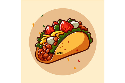 Vegetable and Meat Filled Tacos breakfast cartoon cooking cuisine dinner eat food lunch meal meat menu mexican recipe restaurant snack taco tacos tasty tortilla traditional