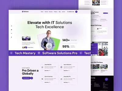 Techure – Software & IT Services Website Design branding corporatewebdesign design itcompanywebsite landing page modernwebdesign sasswebdesign softcrafty techlandingpage technologywebsite uin ux design webdesigninspiration website design