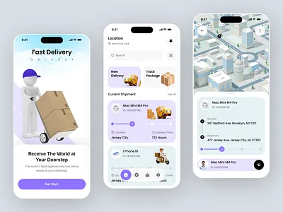 Parcel Delivery App Design app design delivery app logistic mobile app order package parcel parcel delivery shipment shipping shipping container track order tracker tracking