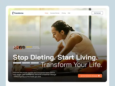 Transforma Concept Landing Page – Weight Loss Program conversionrateoptimization cro designthinking figma fitness health landingpagedesign uidesigner uiuxdesign upwork webdesign weightloss wellness