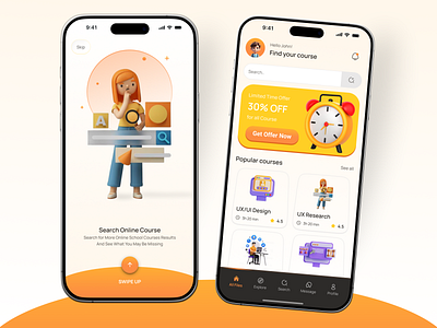 AI-powered E-Learning Mobile App ai design app app design digital learning e learning education app learning app learning platform mobile app online course online education ui uiux ux