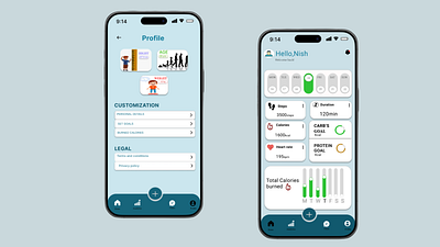 💪 Fitness Tracker App – Home & Profile Screens fitnees fitness tracker fitness tracker for social home page mobile ui profile page ui design uiux workout tracker