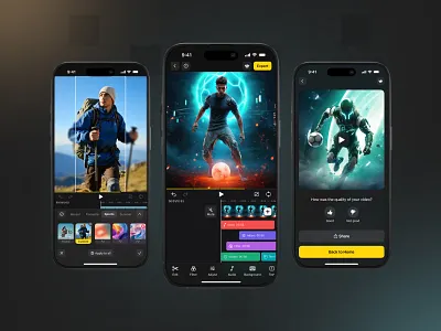 Video Editor Mobile App – Core Editing UI app concept app design clean ui creative app figma design filmmaking app ios app design mobile app design mobile tools mobile ui product design professional ui ui ux design user flow user interface ux design video editing video editor app video filters video timeline