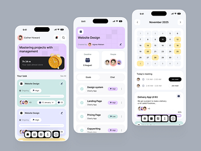 Task Management Mobile App accents app design design management minimal mobile mobile app mobile app design mobile design planning progress project management task task management ui uiux