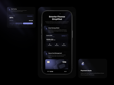 Smart Finance Dashboard & Wallet Landing Page UI analytics dashboard app design dark mode ui dashboard design digital banking finance app finance wallet fintech ui landing page mobile app ui modern dashboard money management smart finance uiux design wallet app