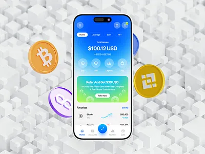 Crypto Wallet App android app banking crypto crypto app crypto exchange design digital banking fintech home screen investment ios minimal mobile mobile app modern ui trading ui ux wallet