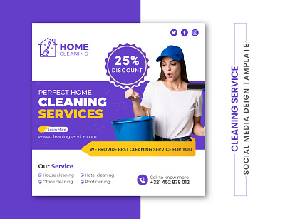 Cleaning service social media post design template-03 branding creative design designer graphic design illustration logo