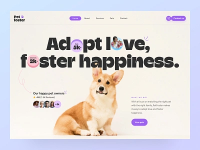 Pet adoption- Web header concept adoption adoptpet animal dogs hero minimal modern pet petcare pets petshop petstore veterinary website