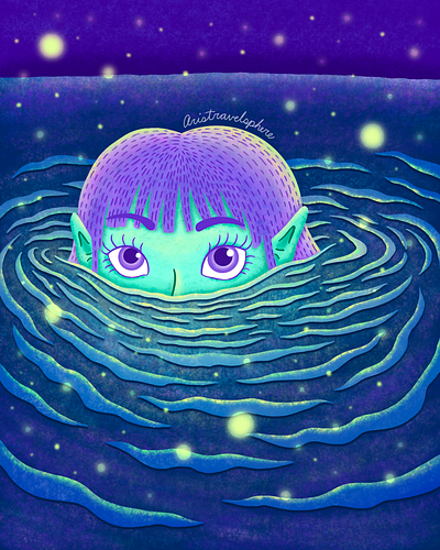Inktober Day 4 Murky ✨ character drawing childrens book illustrator fairy hand drawn illustration illustrator inktober inktoberday4 magic murky myth nymph picture book illustrator procreate procreateart sea creature timelapse whimsical wonder