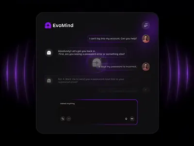 Chat Support UI – Dark Mode Bento Card ai animation bentocard cards design interface product startup ui ux web