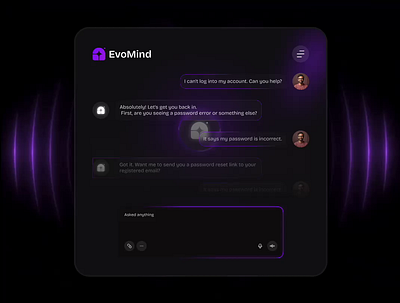 Chat Support UI – Dark Mode Bento Card ai animation bentocard cards design interface product startup ui ux web