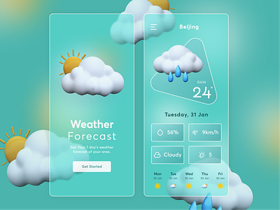 Weather Forecast App app application cloud creative forecast minimal mobile mobile app uiux weather