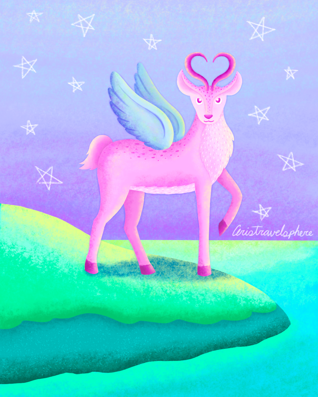 Inktober Day 5 Deer ✨ animals childrens book illustrator cute deer digital illustration drawing challenge forest hand drawn illustration illustrator inktober inktoberday5 mythological creature procreate procreateart timelapse whimsical wings