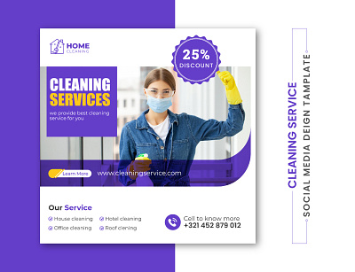 Cleaning service social media post design template-05 branding creative design designer graphic design illustration logo