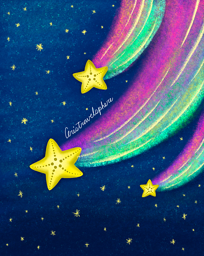 Inktober Day 7 Starfish ✨ childrens book illustrator drawing drawing challenge drawing process hand drawn illustration illustrator inktober inktoberday7 magic night sky night time procreate procreateart shooting star starfish stars timelapse whimsical