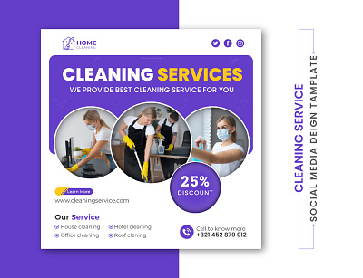 Cleaning service social media post design template-06 branding cleaning service design creative design designer flyer graphic design illustration logo social media design
