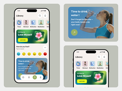 Hydration Reminder App dailyreminders dailyroutine fitness app fitness club fitness tracker health fitness design health tracker healthylifestyle hydrationapp masud rana palash mental health app mindfulness mobileappdesign modern fitness app mood app watertracker wellnessui workout app yoga