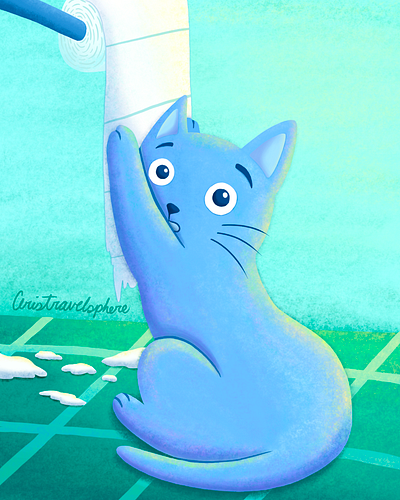 Inktober Day 12 Shredded ✨ animal bathroom cat character drawing childrensbook illustrator cute funny hand drawing hand drawn inktober inktoberday12 kidlitart kitten kitty procreate procreateart shredded silly toilet paper