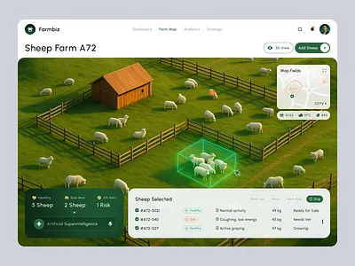 Dashboard Farmbiz - Sheep Farm platform 3d ai asi dashboard design digital element farm futuristic minimalist modern platform professional sheep ui uiux uiuxdesign ux website websitedesign