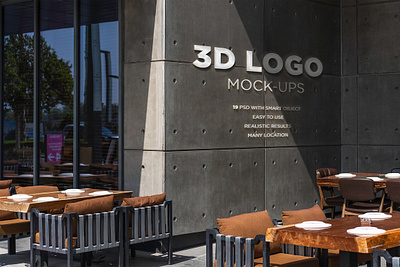 Modern Logo MockUps Set 3d logo mockup beauty branding building industrial logo mockup metall modern elegant modern logo mockups set wall mockup