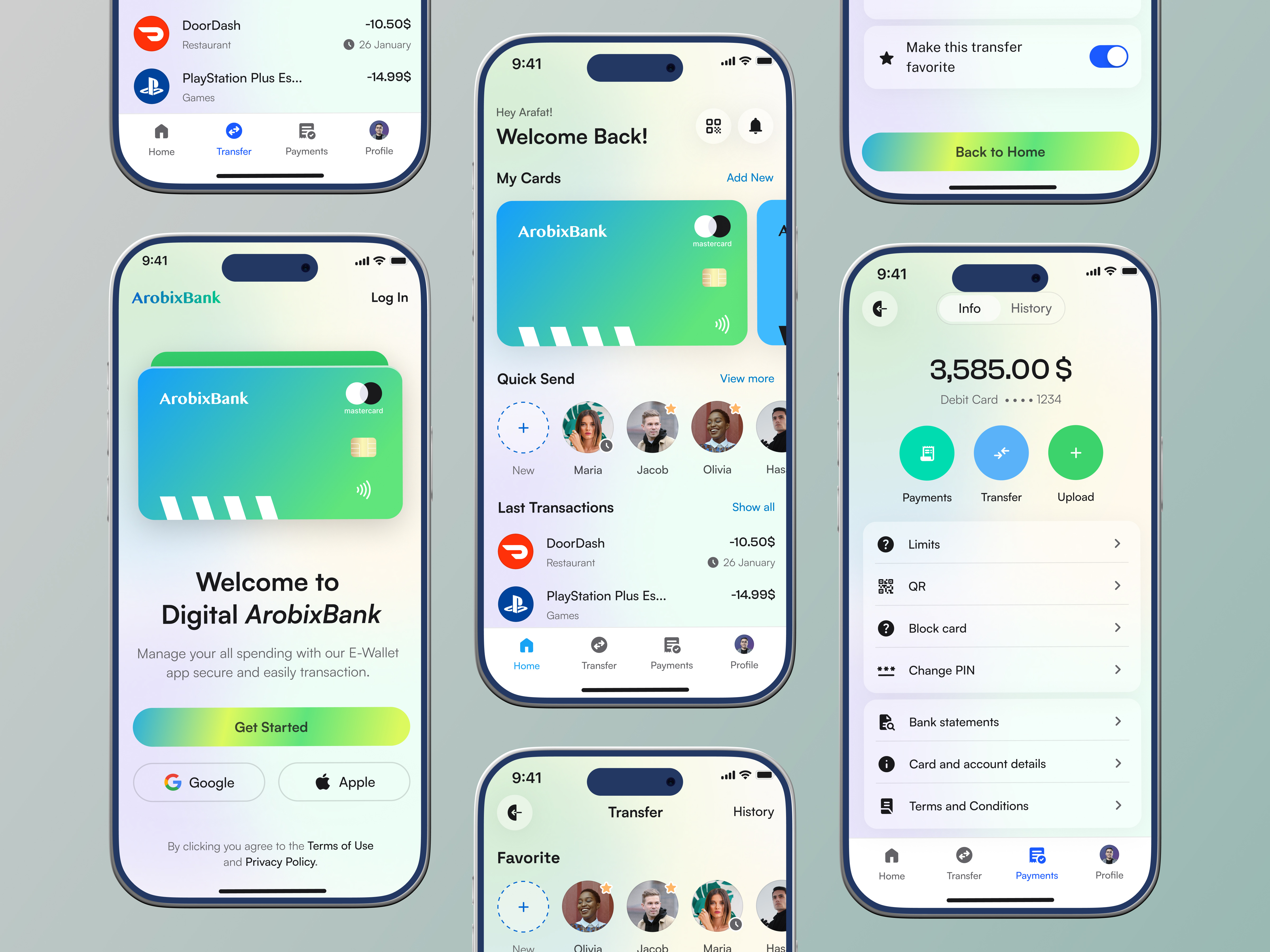 ArobixBank - Wallet Mobile App Design app design banking digital wallet figma finance fintech mobile app design mobile banking mobile ui money neobanking payment personal finance transactions ui ui design user interface ux wallet