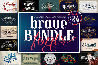 Brave Bundle Fonts blackletter brave bundle fonts bundle font classic display elegant bold lettering lettering script ornamental tattoo man victorian vintage western