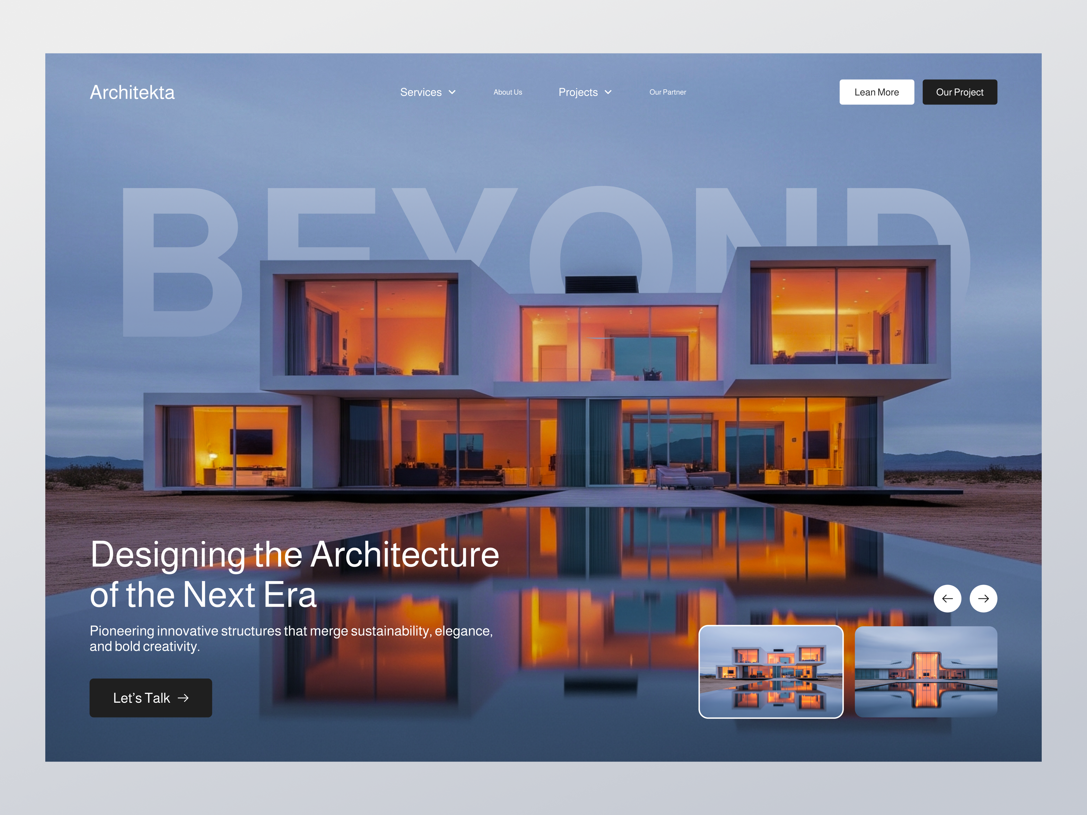 Example of Architekta - Architecture Website (Hero Section)