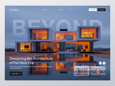 Architekta - Architecture Website (Hero Section) architectural design architecture architecture website business site clean design company profile design header web hero section minimalist modern design ui uidesign uiux ux uxdesign web design web page website website ui