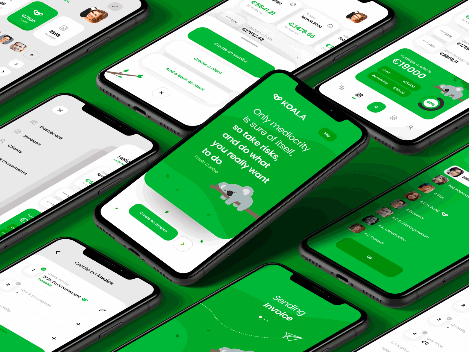 Koala accounting app accounting animals belgium branding brussels graphic design green illustration koala