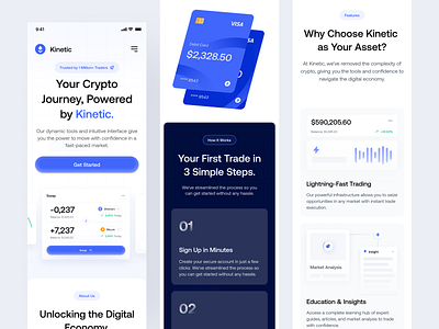 Kinetic - Cryptocurrency Mobile Responsive b2b blockchain clean crypto crypto currency dapp defi dipa inhouse fintech investment minimalist mobile mobile responsive modern design saas startup ui uiux