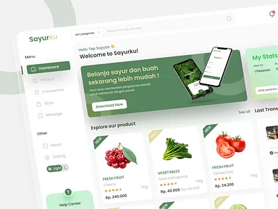 Sayurku - Grocery Store Web App Design animation design designproject figma productdesign ui userinterface ux