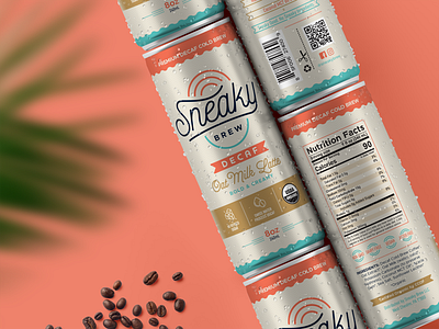 Sneaky Brew branding caffeine can canister coffee cold brew concept drink elegant graphic design industrial label latte minimal package packaging print retail retro roaster