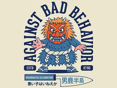 Namahage mask folklore celebration badge badge branding character graphic design illustration japanese knife lettering logo mask skateboarding vector
