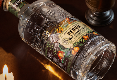 Perun - Pear Brandy bottle branding brandy design graphic design illustration label mythology packaging perun rum slavic vintage vodka whiskey