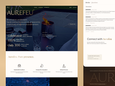 AURUFEU - Artisan Candle Base Product Showcase artisan product blue branding candle base craft design elegance elegant figma gold luxury navy premium product detail product showcase timeless ui uiux ux web