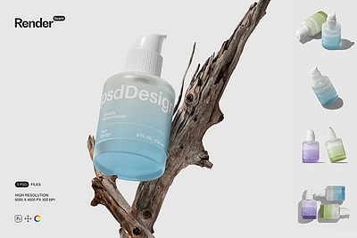 Cosmetic Bottle Mockup Set bottles color cosmetic cosmetic bottle mockup set cosmetic bottles editable gel bottle high resolution liquid mock ups photo realistic photoshop portfolio realistic realistic mockup