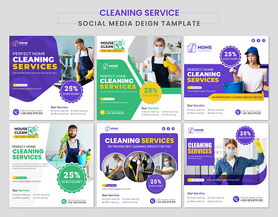 Cleaning service social media post design template branding cleaning service design creative design designer freelancer rakib graphic design illustration logo motion graphics social media design