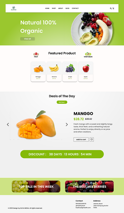 WEBSITE MULTIPAGE - HEALTHYFOOD example landing page healthy food web ui web webdesign webmultipage website
