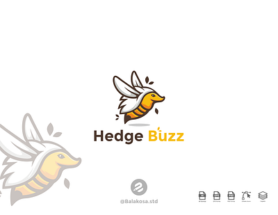 Hedgehog bee logo design graphic