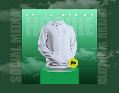 Social Media Post (Clothing Brand) ad branding clothing designer dribble final hire hoodie latest launding linkedin poster soon touches trend winters