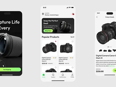 Ecommerce Mobile App camera design ecommerce ecommerce app interface mobile mobile app mobileapp online shopping online store product design sales shopping shopping app ui uiux ux